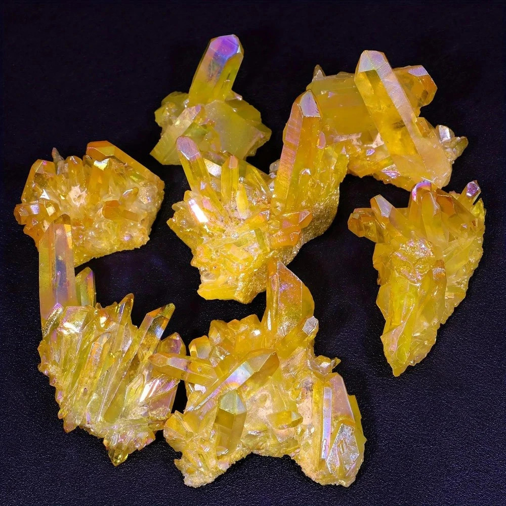 Natural Citrine Cluster Aura Crystal Cluster Mineral Specimen Healing Decoration