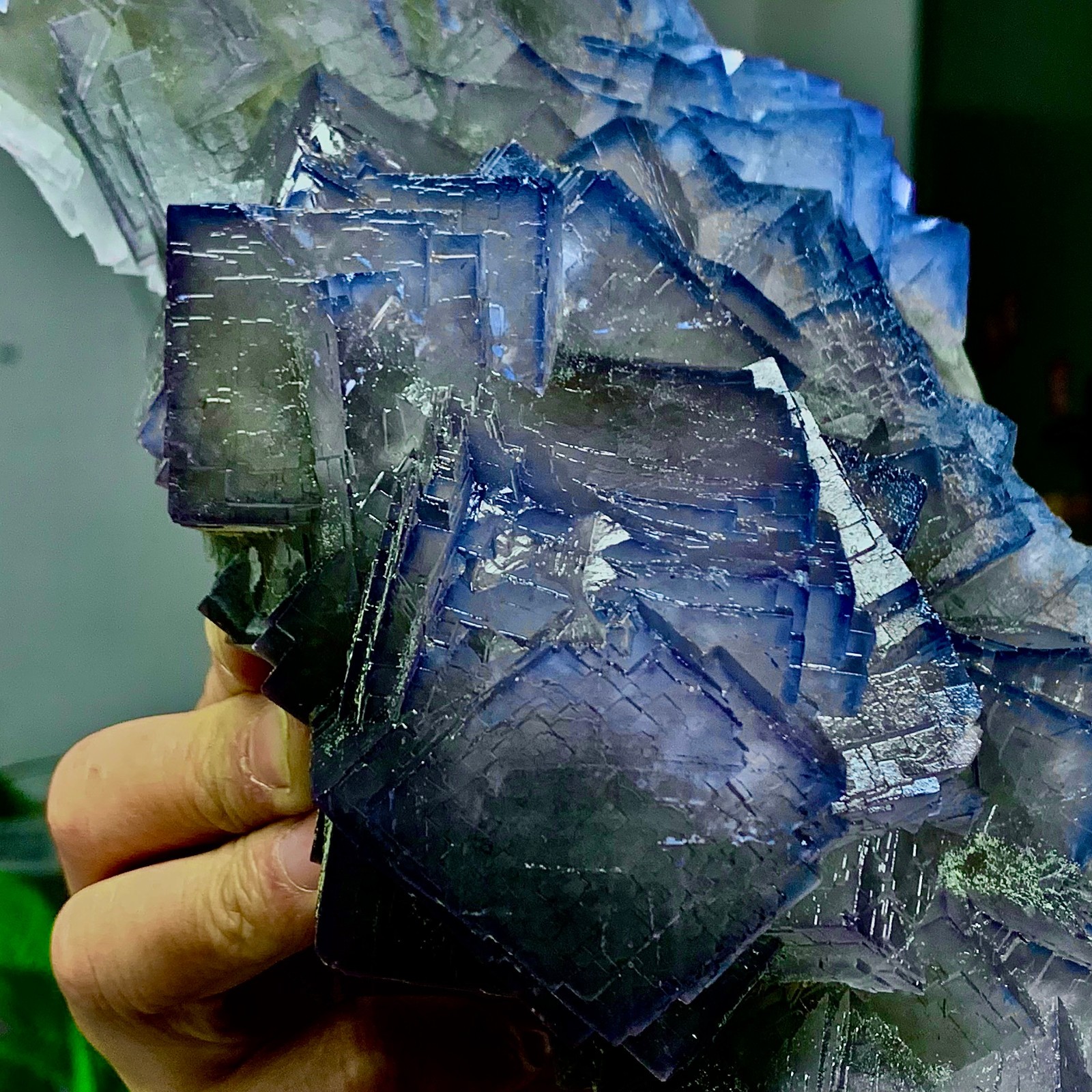 9.57LB Natural purple QR code fluorite cubic crystal mineral specimen