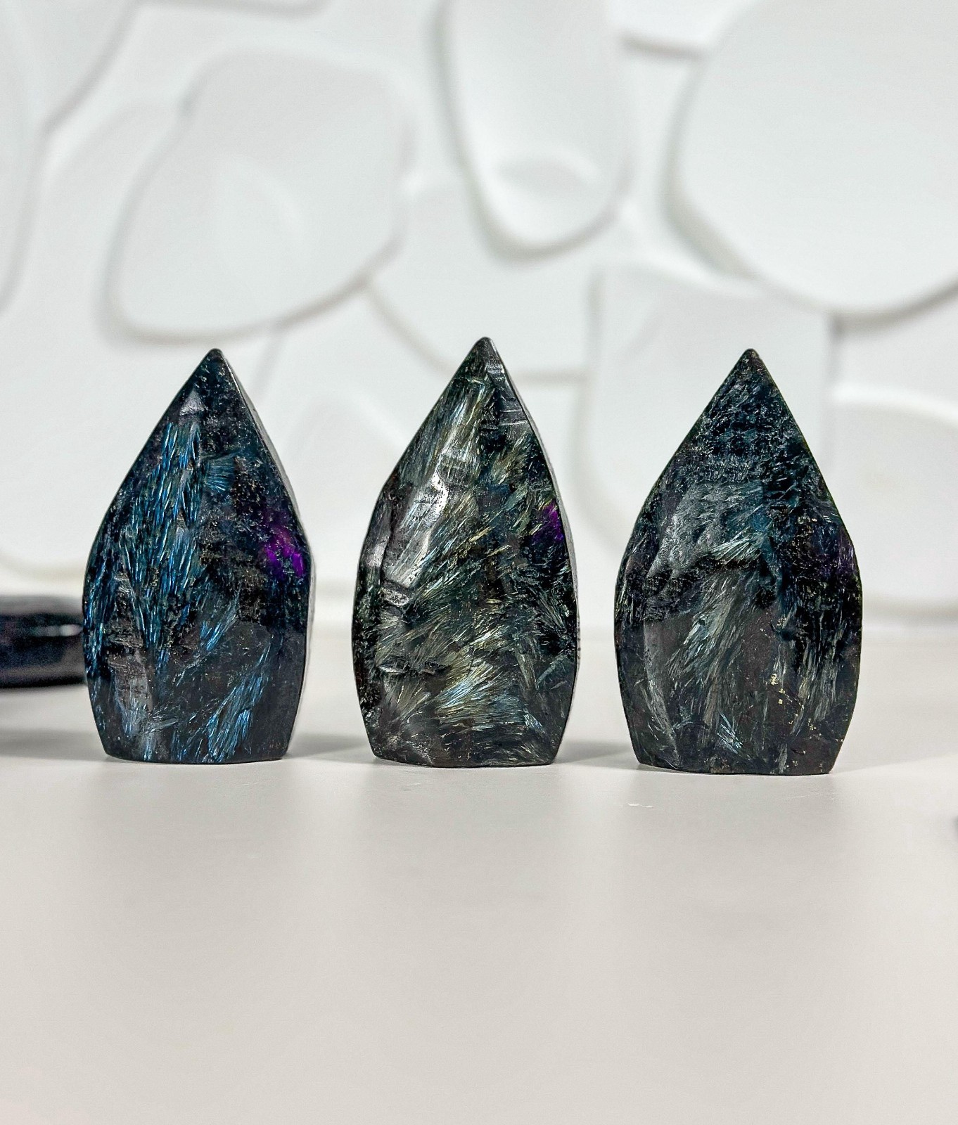 Natural Arfvedsonite Flame Crystal Polished Stone Decor Free US Shipping