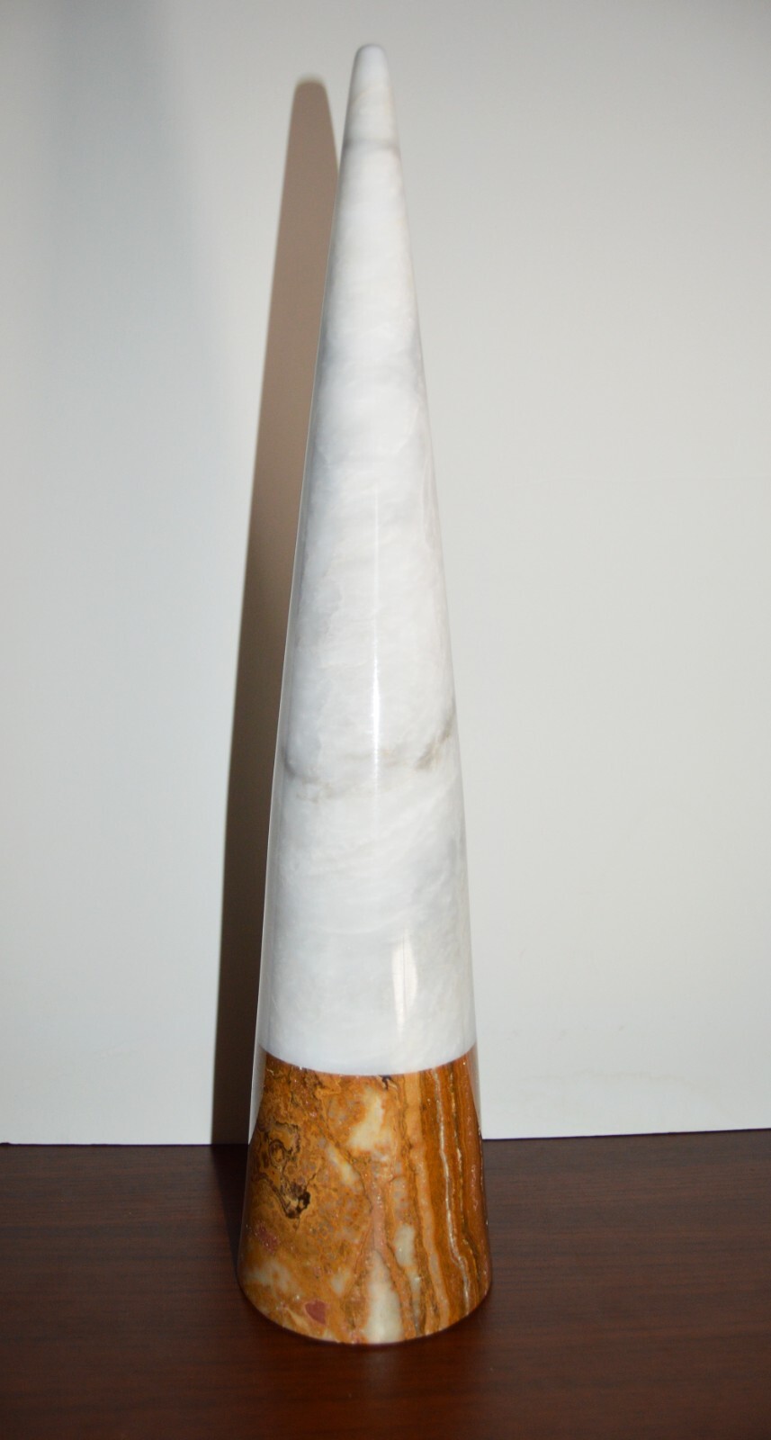 BN Marble Conical Tower – White and Brown – Almost 18″ in height