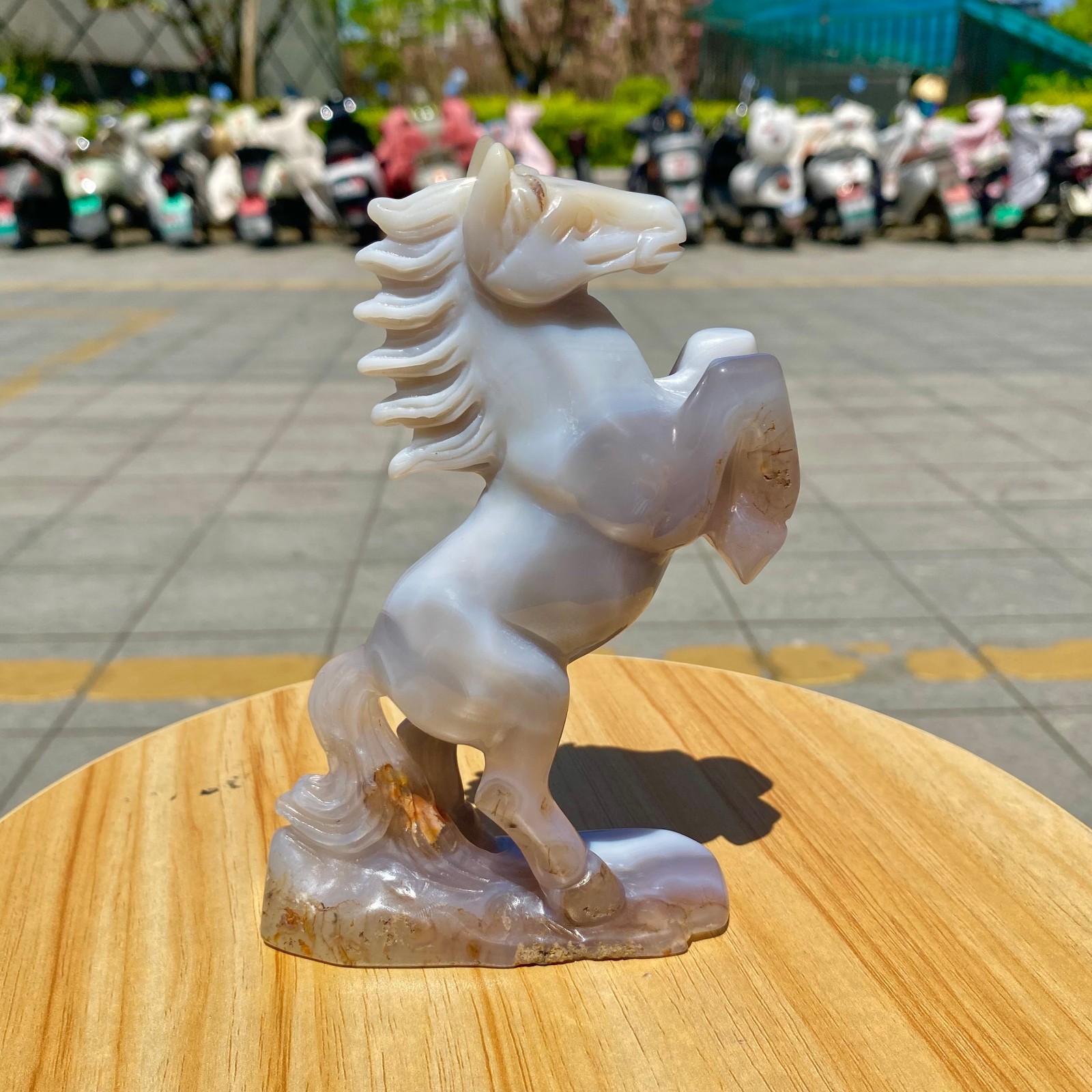 300G Natural Agate Carved Horse Figurine, Exquisite Hand Carved Gemstone Statue