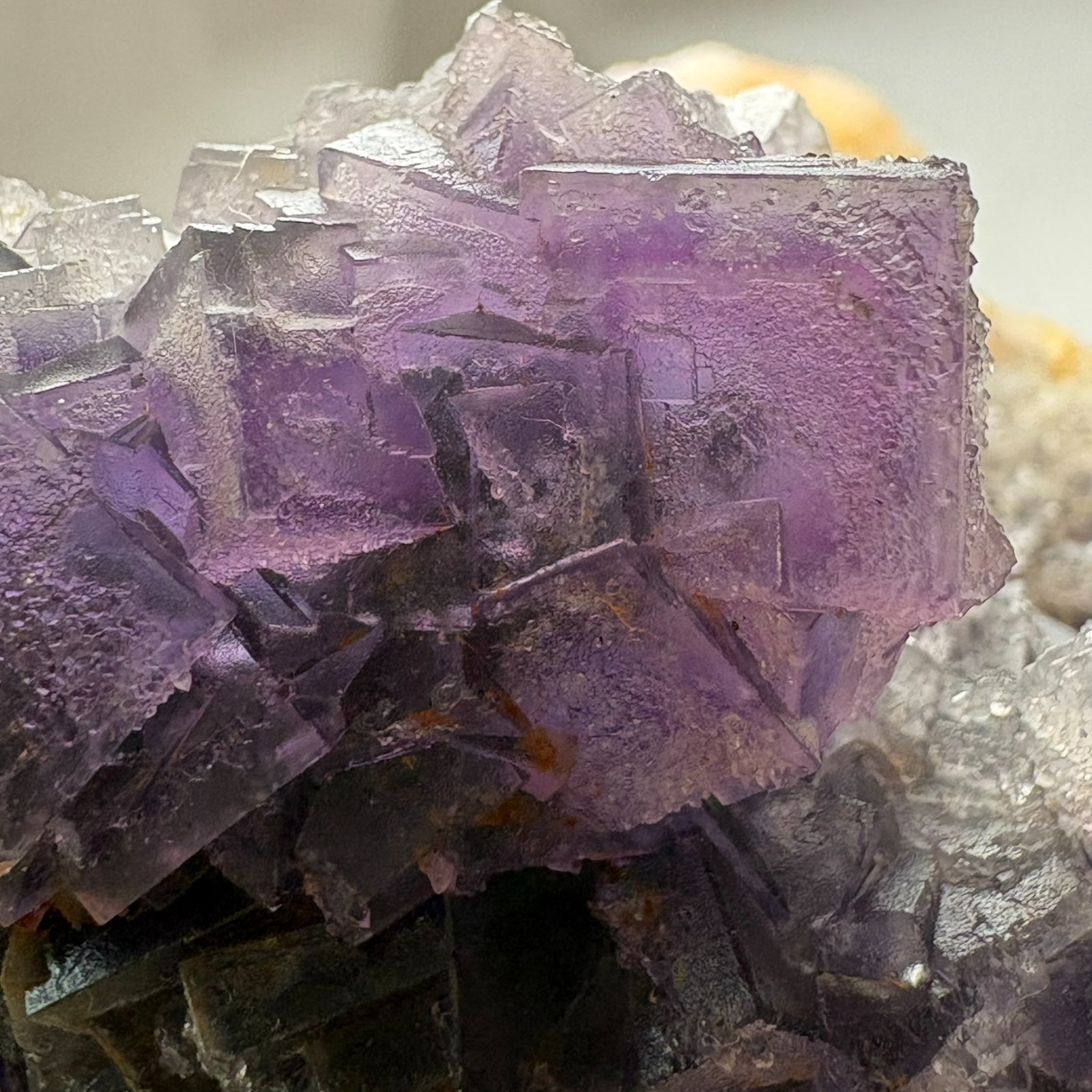 Large Rare Dual Color Fluorescent Natural Fluorite Double Sided Mineral Specimen