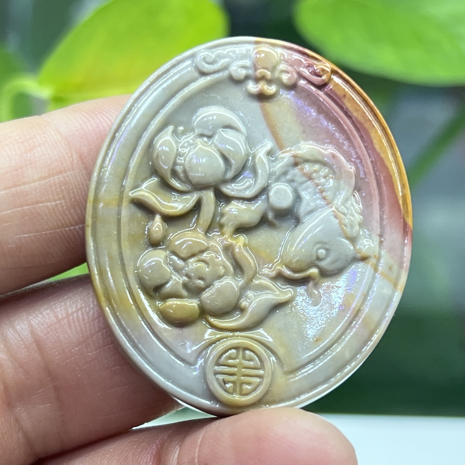 1.5 ” Natural Ocean jasper Carved flower Fish skull Crystal Healing gift1pc