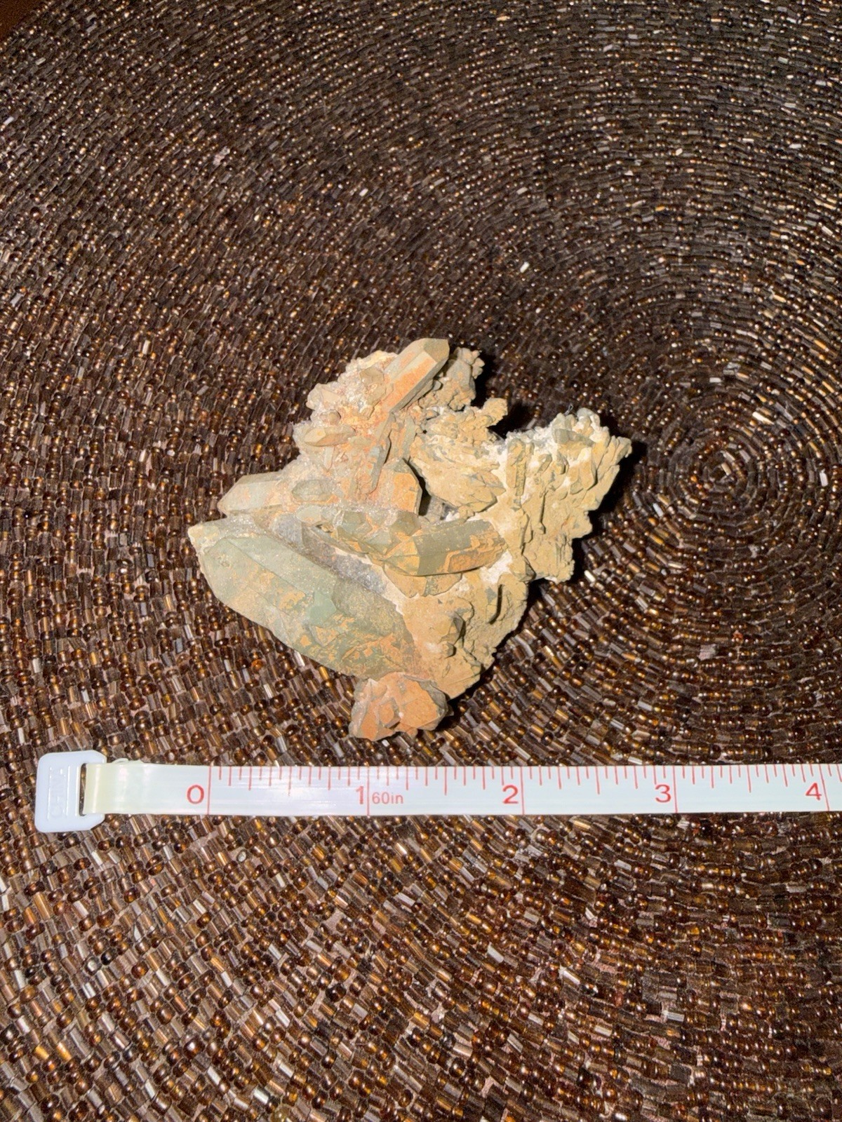 Green Chlorite Quartz Crystal Cluster – Raw Quartz Specimen with Hematite