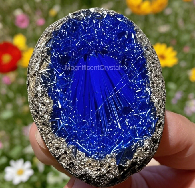 Rare Natural Meteorite Quartz Crystal Specimen Goethite Blue Copper Ore Decor