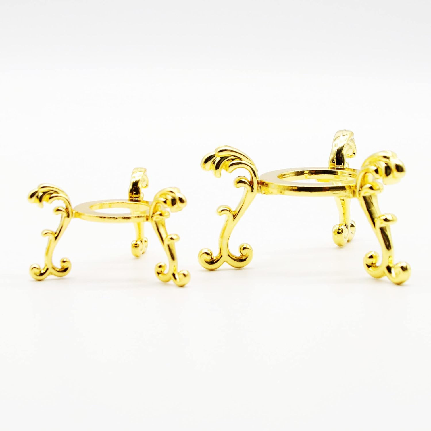 2Pcs Gold-Plated Flowering Crystal Glass Ball Stand, Crystal Diamond Stand,Mini