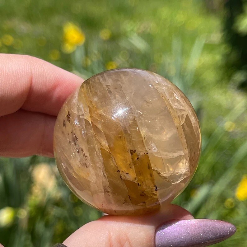 Dendritic Golden Healer Sphere with Asterism – No. 9