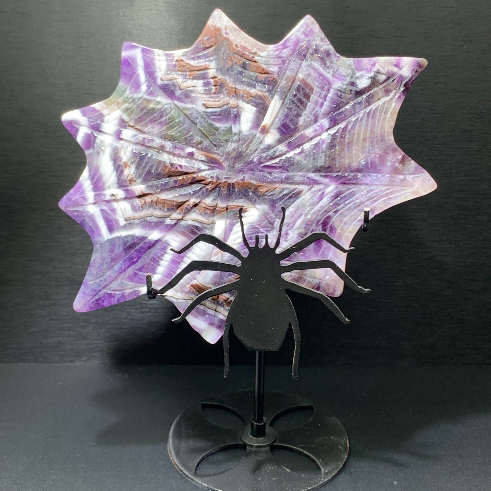 246G Natural Amethyst spider skull Quartz Crystal Skull Figurines Healing
