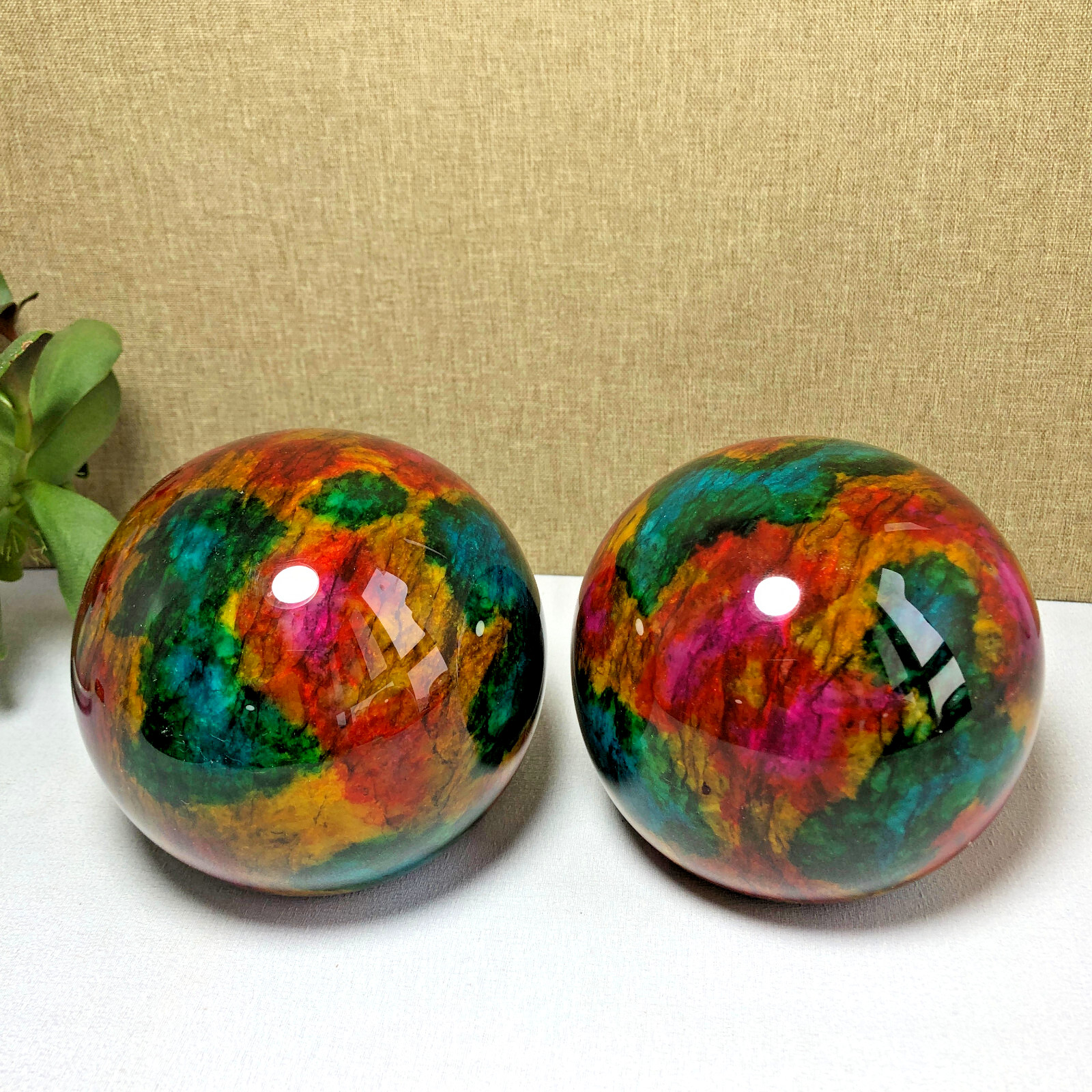 1pcs Natural “Seven Colors Jade” sphere flat bottom specimen Taiwan China 99mm