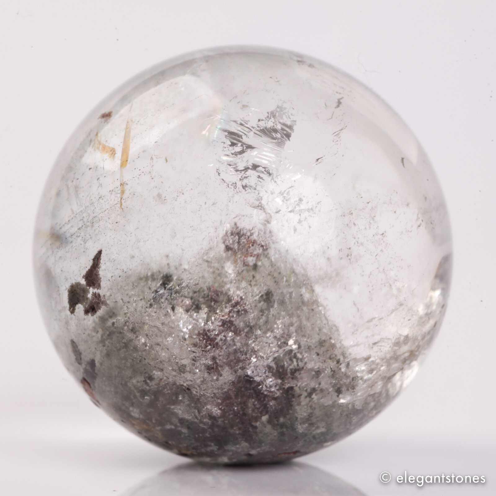 88g40mm Natural Garden/Phantom/Ghost/Lodolite Quartz Crystal Sphere Healing Ball