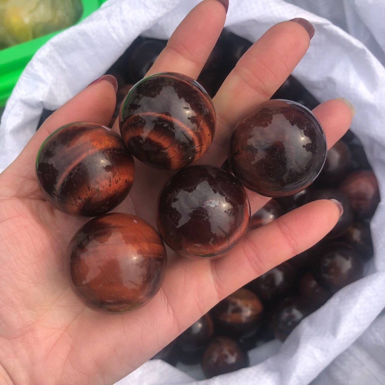 1Pcs 40mm Natural Red Tiger’s Eye Jasper Quartz Sphere Crystal Ball Healing