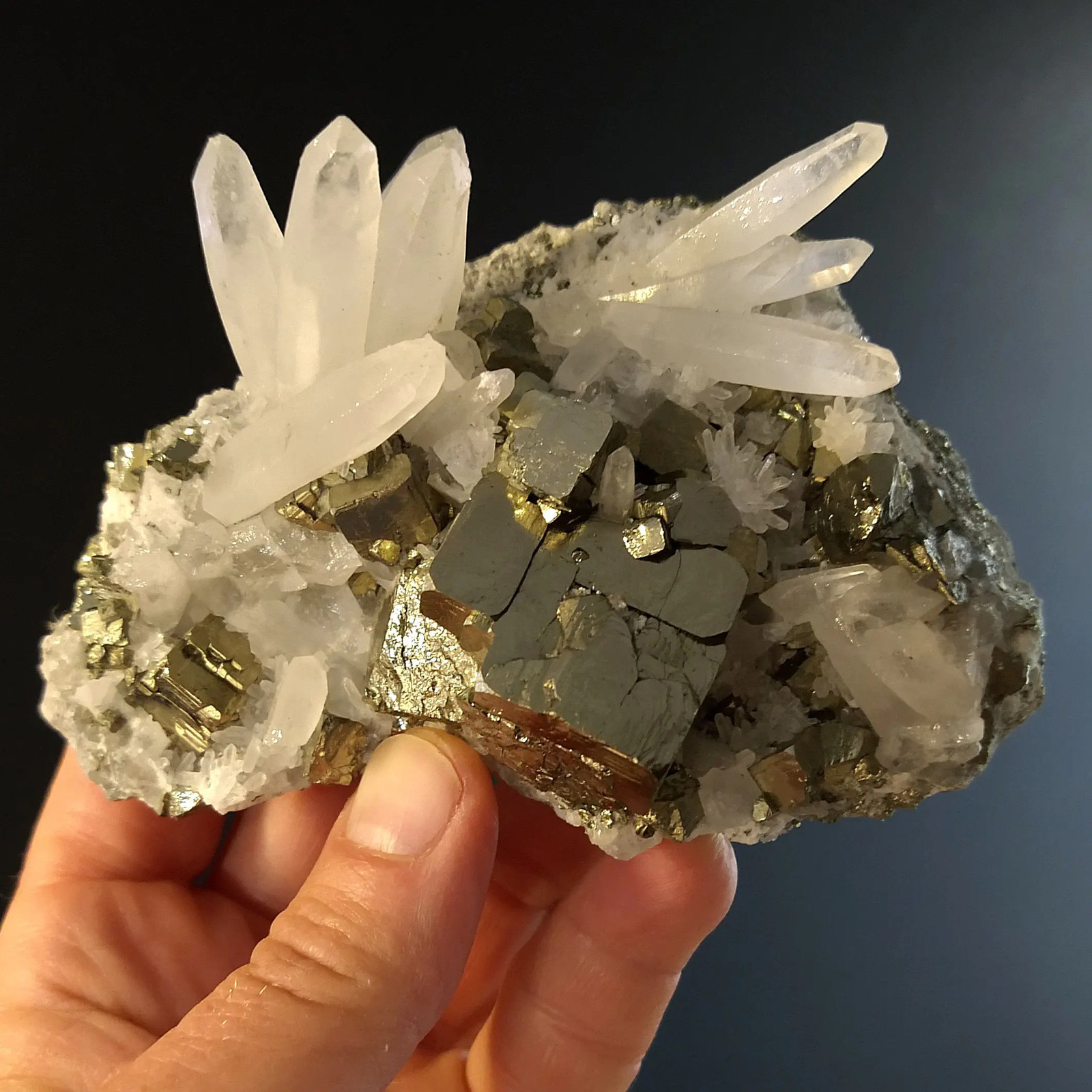 Iron Pyrite with Quartz Specimen from Peru 4.25″ Long