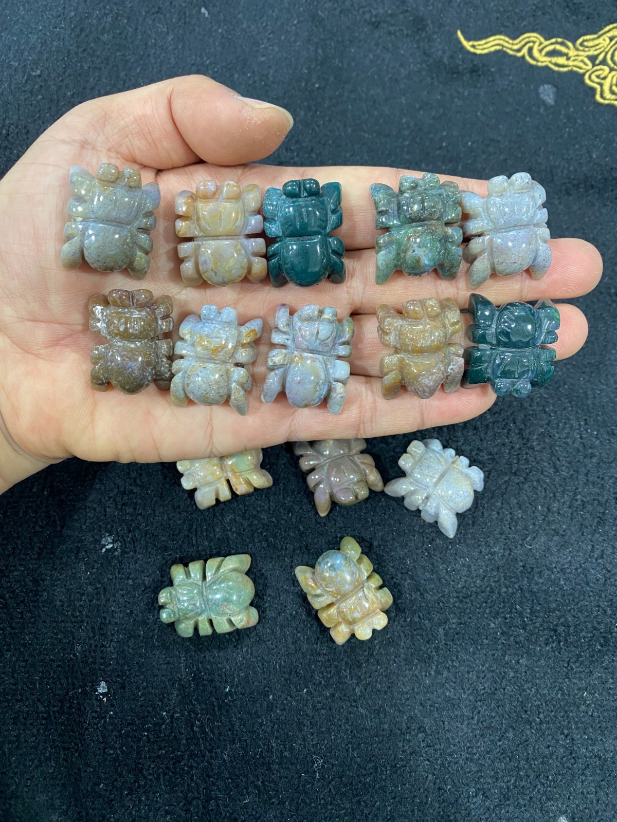 5pcs Natural Ocean jade Quartz Carved Spider skull Crystal reiki healing gift