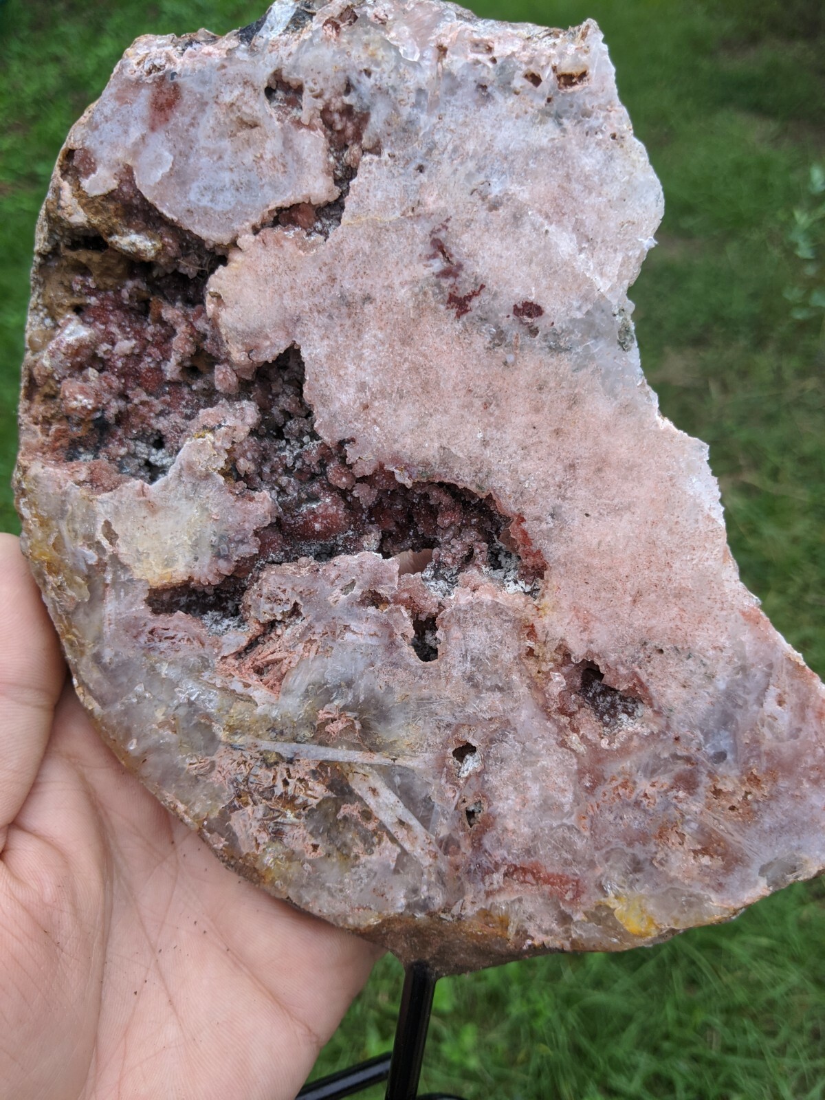2.2lb Big Rose Pink Amethyst Crystal Cluster Display Quartz Geode