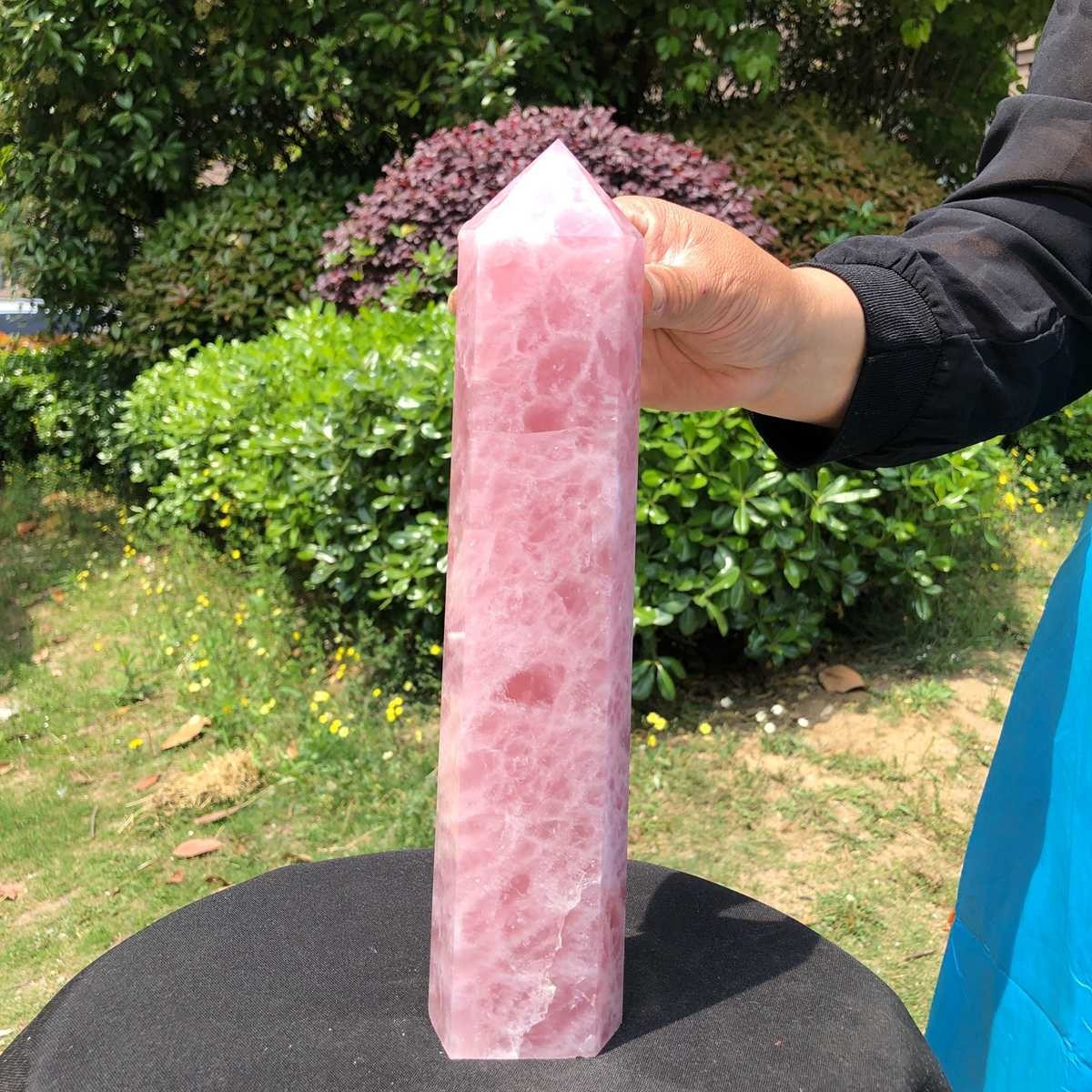 3.69LB Natural rose quartz obelisk pink crystal tower point healing decor