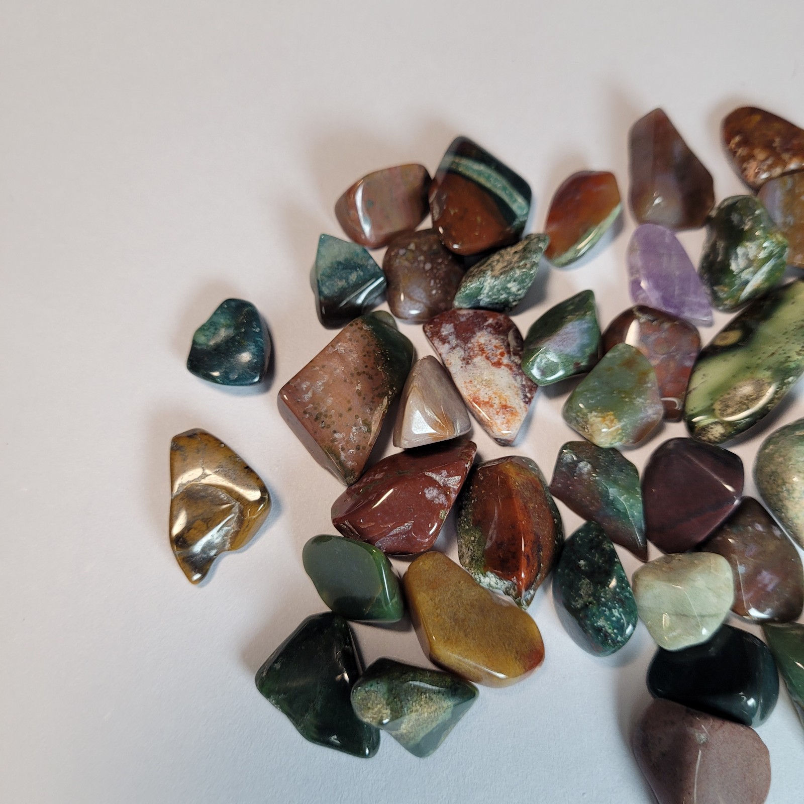 Ocean Jasper Natural Stone Tumbles in Vintage 4 oz Apothecary Glass Jar *Video*