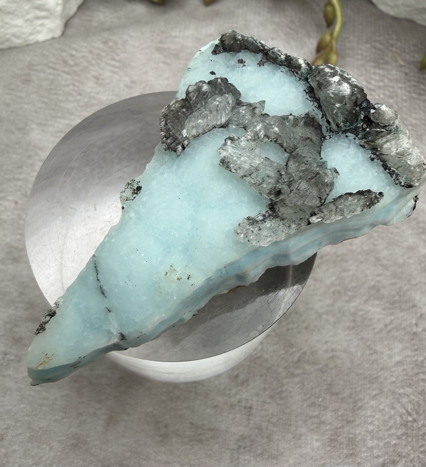 Crystal 43g Hemimorphite With Selenite Specimen Mineral Raw