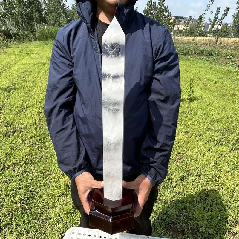 16.19LB Top Natural Clear Quartz Obelisk Crystal Tower Wand Point Reiki healing
