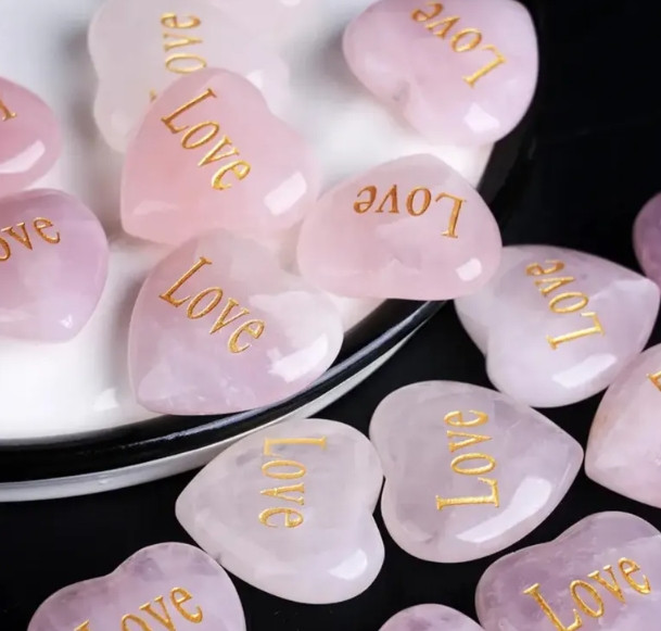 5PCS Pink Heart Love Stone Rose Quartz Crystal Birthday Gifts Healing Home Decor