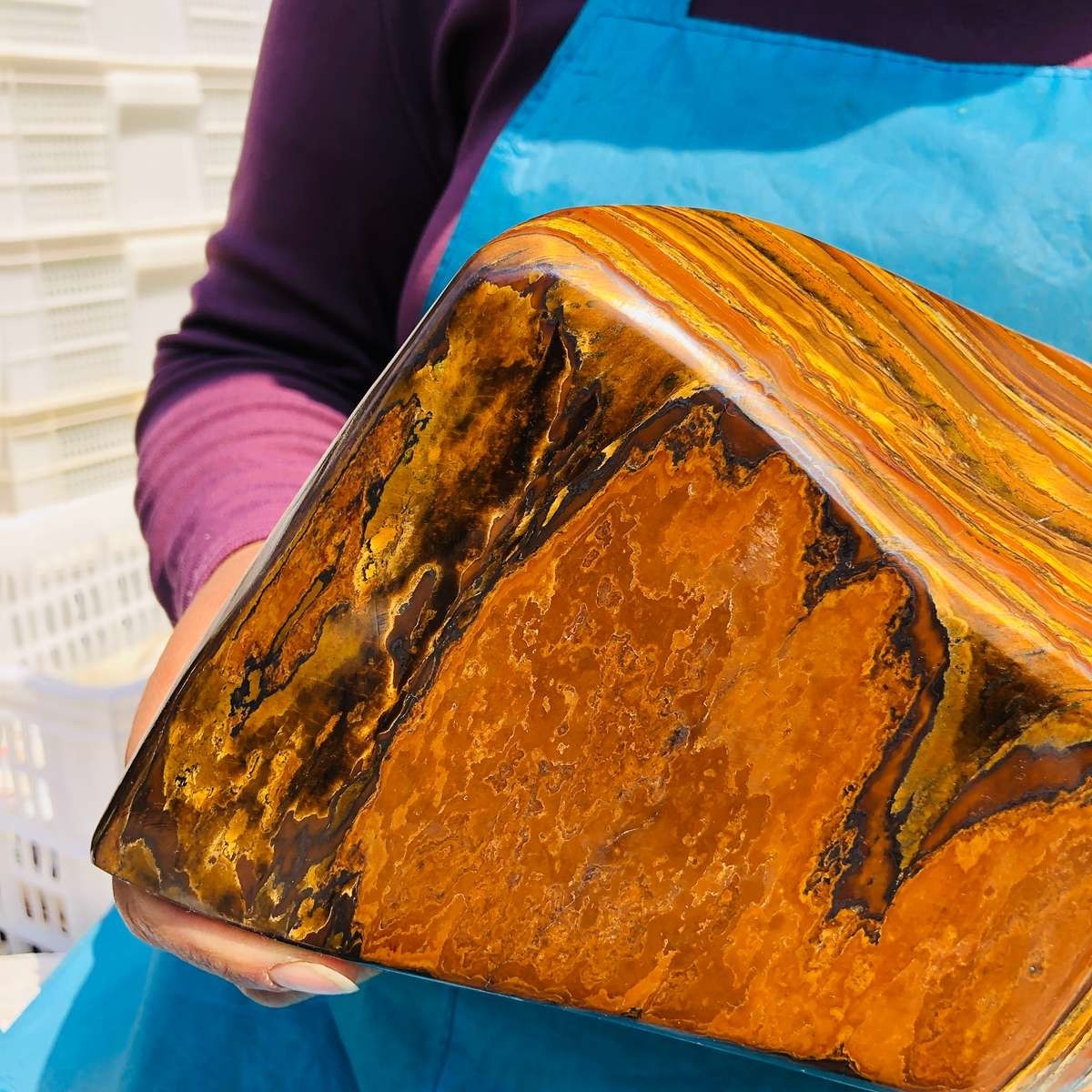 3660G Large Natural Tiger’s Eye Quartz Crystal Rough Mineral Specimen MH5339