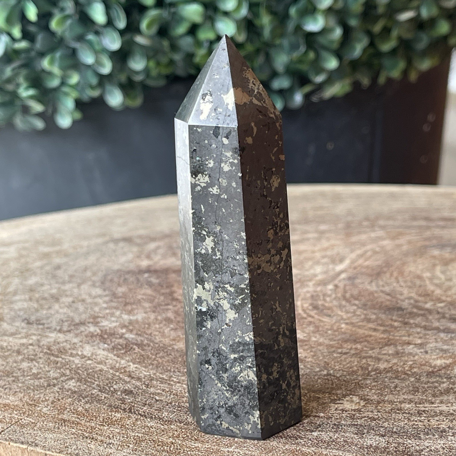 Apache Gold Tower, Healer’s Gold Pyrite magnetite Point – Black Natural Crystals
